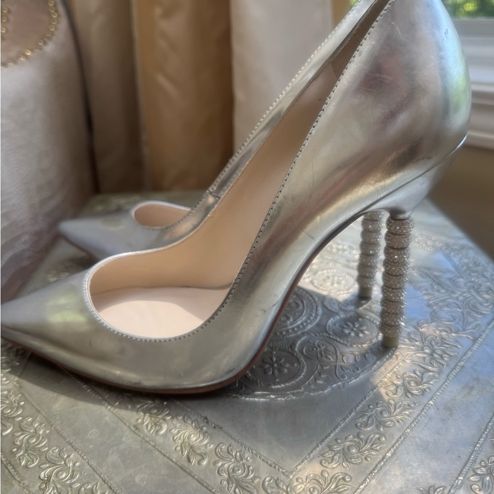 Sophia Webster Silver Patent Heels.